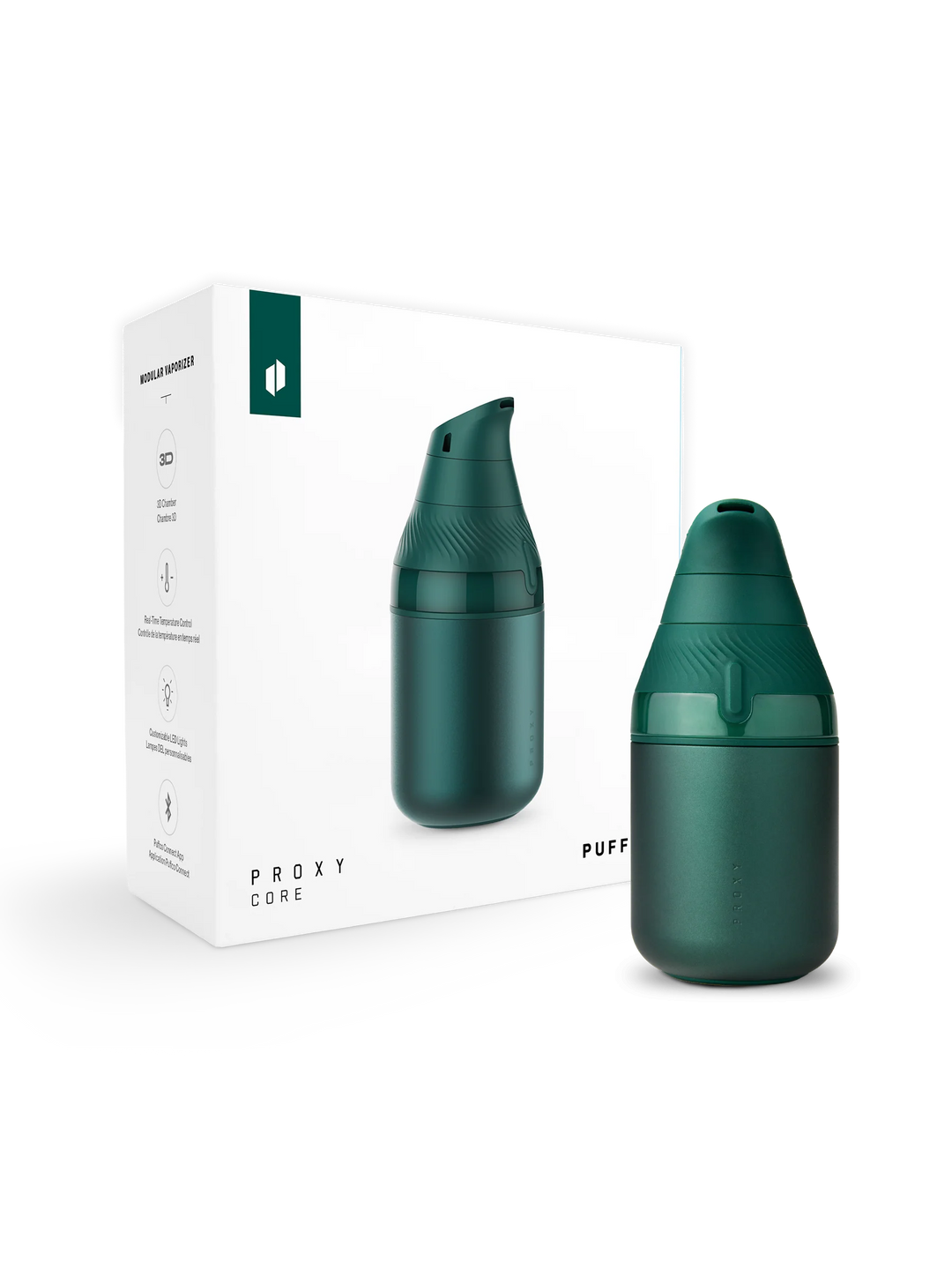 Puffco Proxy Core Kit in Pine shown with its retail packaging