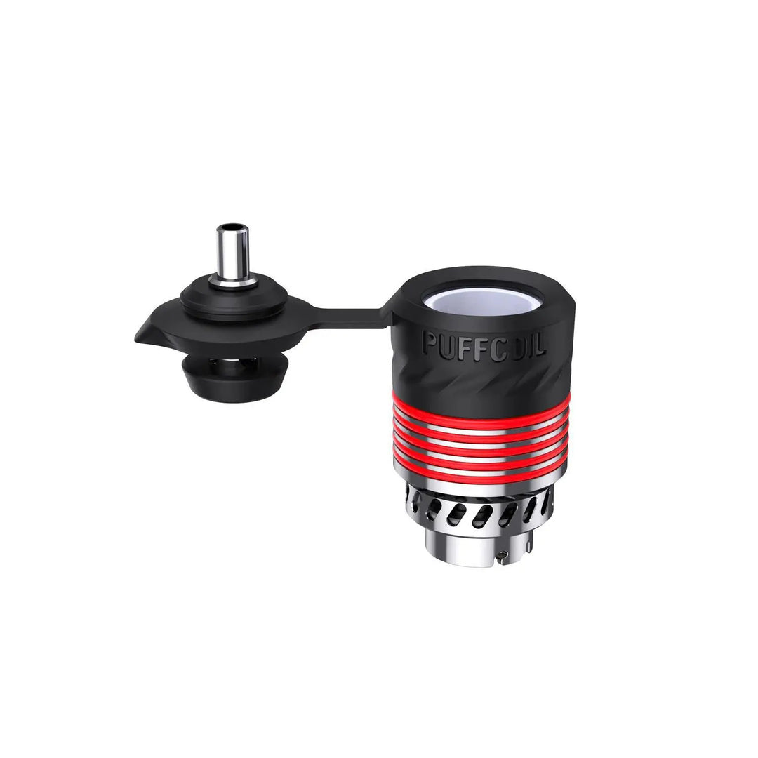 Puff Coil Repair 360MAX Peak Pro atomizer components shown disassembled, plug-and-play replacement chamber compatible with Puffco Peak Pro and Peak Pro V2