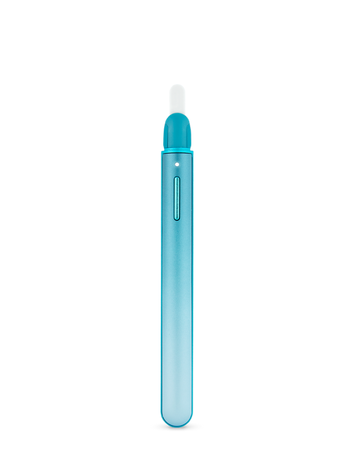 Puffco Hot Knife (New Version) in Glacier with the cap off, exposing the ceramic heated tip.