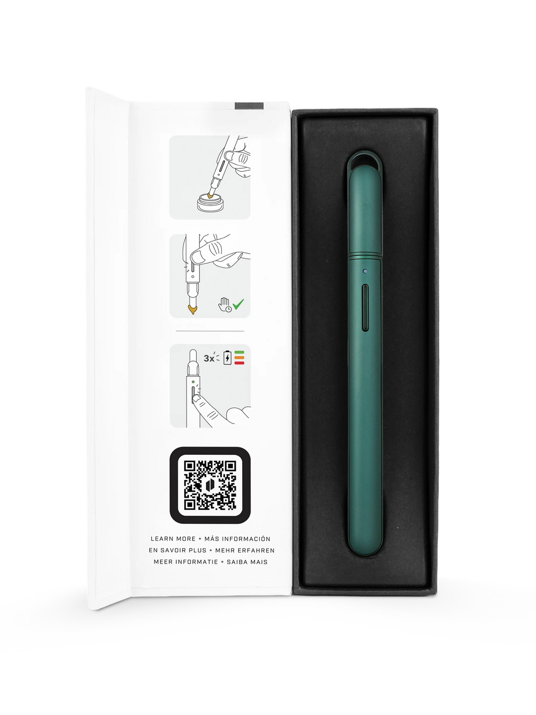 Puffco Hot Knife (New Version) in Pine shown with its retail box — no USB-C charging cable is included