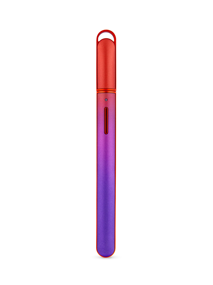 Puffco Hot Knife (New Version) in Plasma with the protective cap on, showing the slim pen-style body of the USB-C rechargeable electric dab loading tool in the iridescent Plasma colorway.