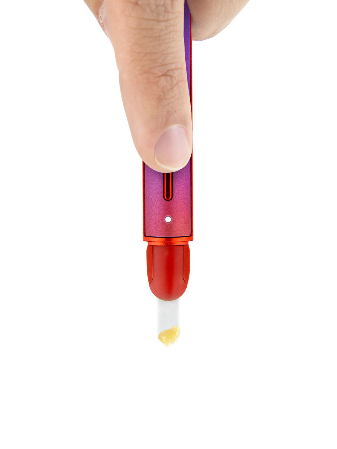Close-up of the ceramic heated tip on the Puffco Hot Knife (New Version) in Plasma, the cordless electric hot knife that transfers concentrate into a bowl or chamber without an open flame.