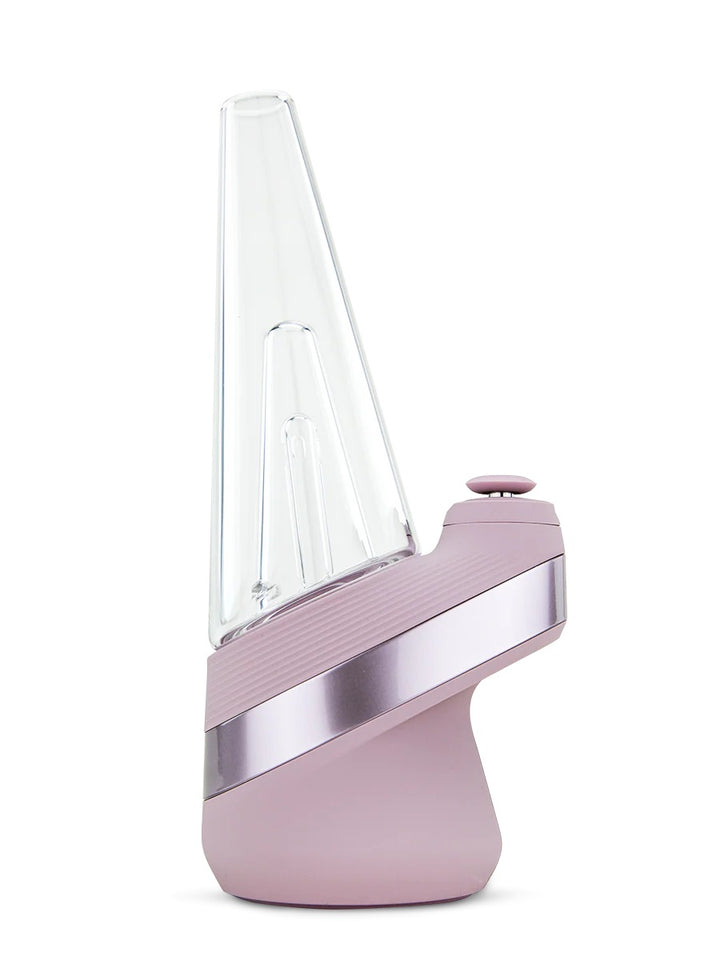 Puffco Peak in Bliss – right-side view emphasizing glass cone and base contour.