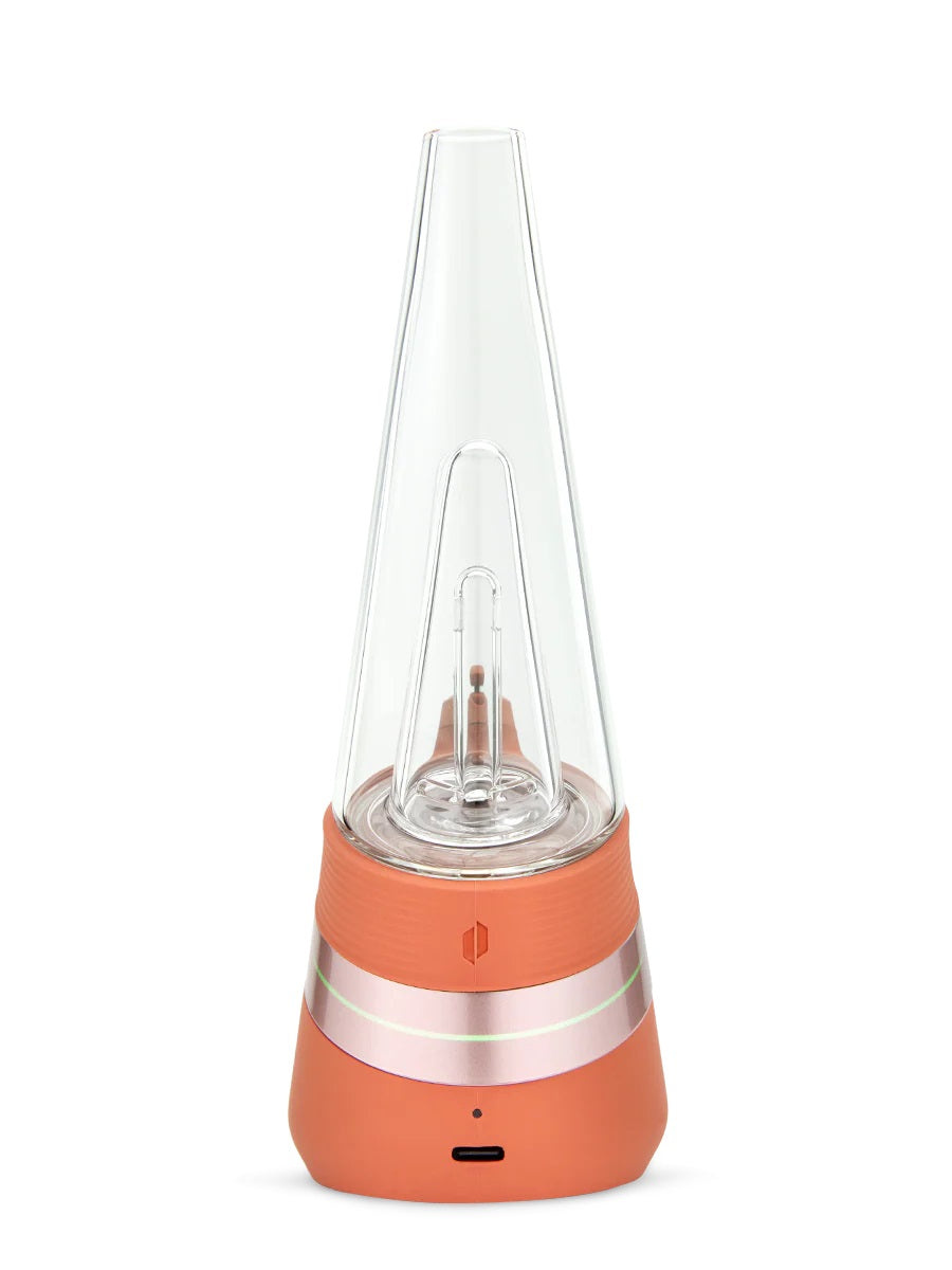 Puffco Peak Canyon – rear view highlighting airflow intake and ergonomic silicone base curve.