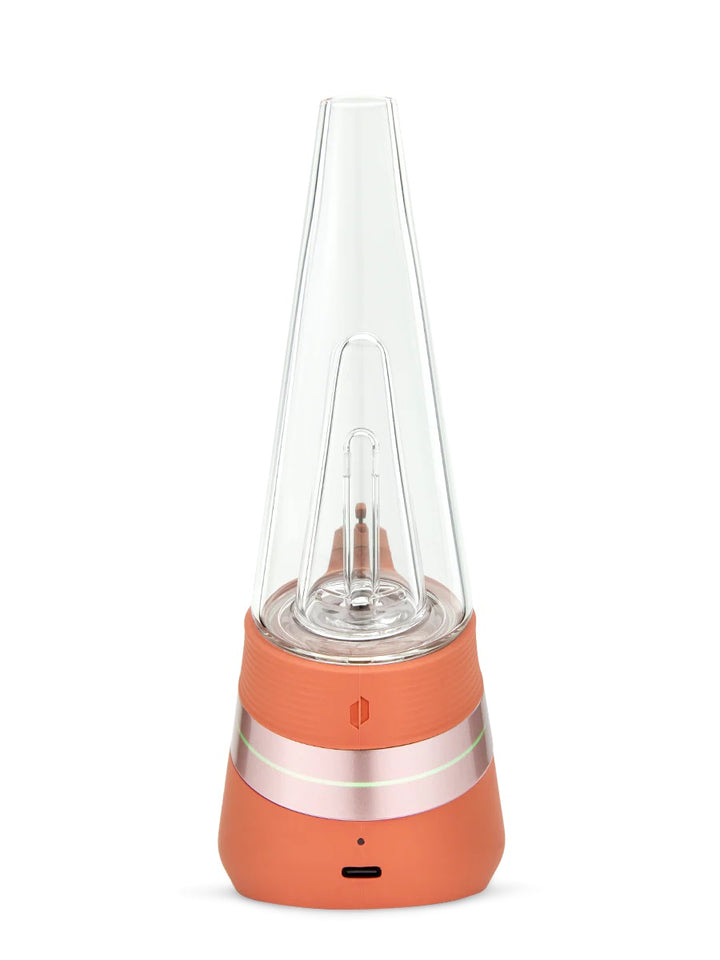 Puffco Peak Canyon – rear view highlighting airflow intake and ergonomic silicone base curve.