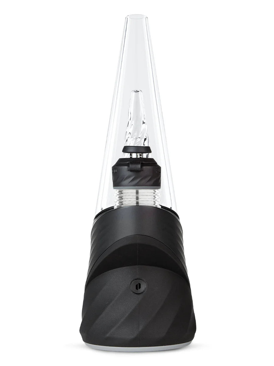 Puffco Peak Pro 3DXL Onyx — smart e-rig vaporizer with matte black base and clear cone glass, front view
