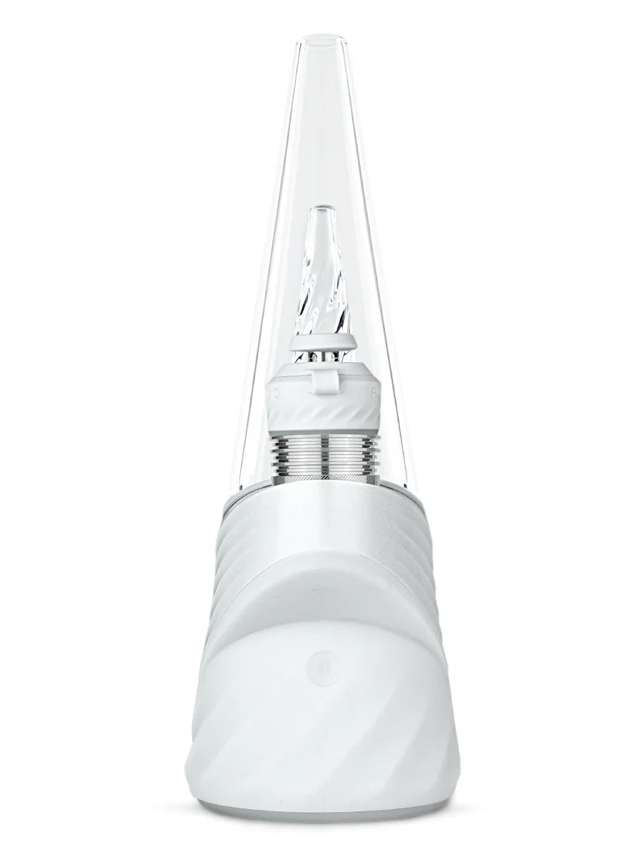 Puffco Peak Pro 3DXL Pearl — smart e-rig vaporizer with white base and clear cone glass, front view