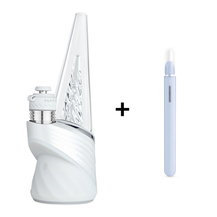Puffco Peak Pro V2 3DXL chamber with Hot Knife tool separated view showing included components and premium bundle kit