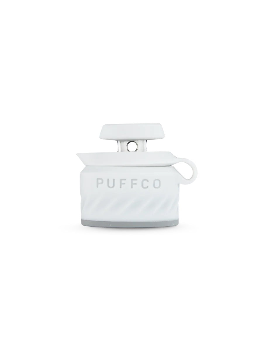 White Puffco Peak Pro Joystick Cap designed for the Peak Pro, offering improved directional airflow