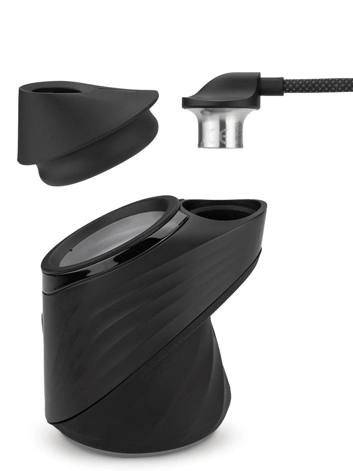 Puffco Peak Pro Link base stand with chamber dock and power connection cable detail