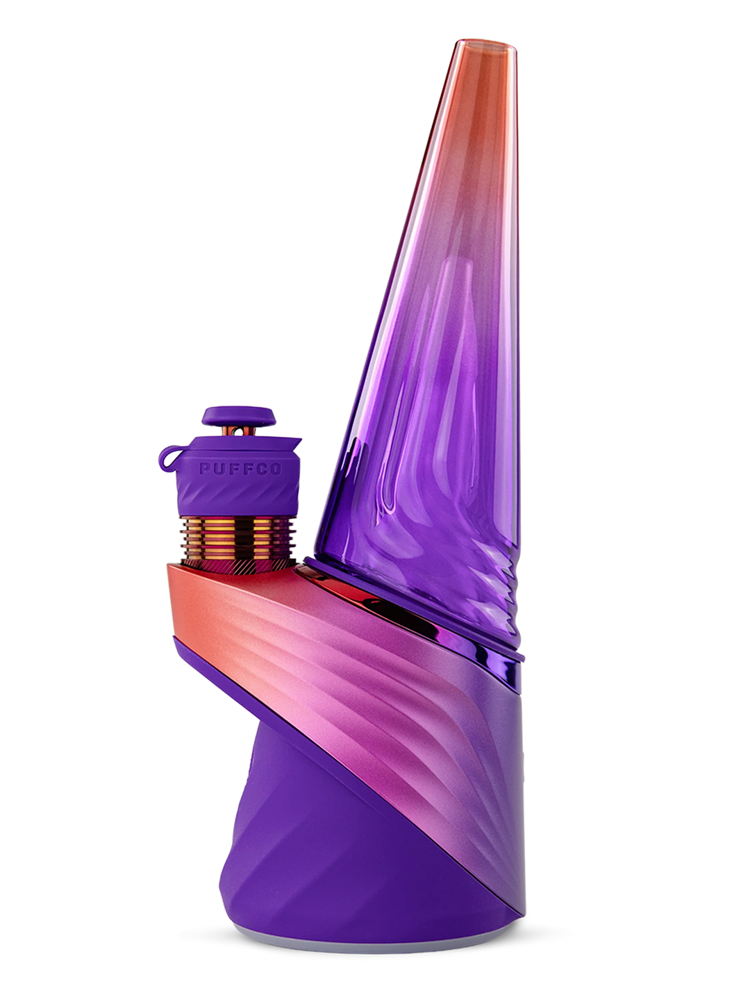Puffco Peak Pro Smart E-Rig Vaporizer in Plasma, left-side view of the electronic concentrate dab rig in the iridescent Plasma colorway.