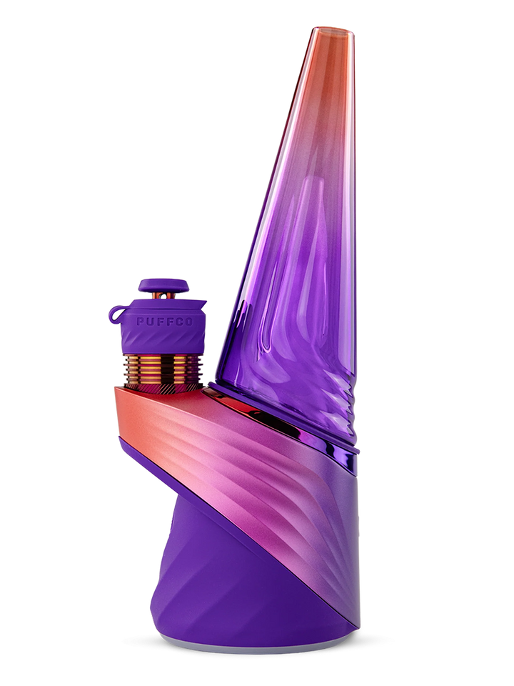 Puffco Peak Pro Smart E-Rig Vaporizer in Plasma, left-side view of the electronic concentrate dab rig in the iridescent Plasma colorway.