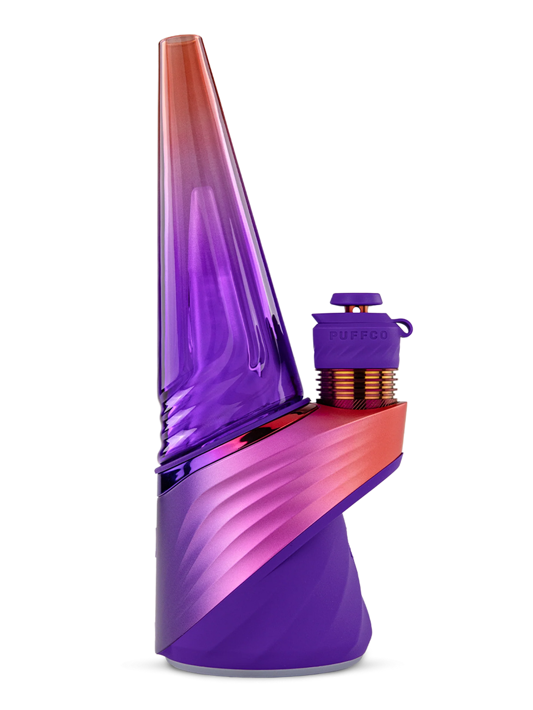 Puffco Peak Pro Smart E-Rig Vaporizer in Plasma, right-side profile of the portable app-controlled dab vaporizer in the iridescent Plasma colorway.