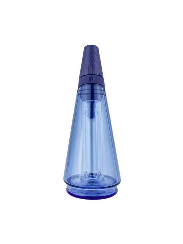 Blue Puffco Peak Pro Travel Glass with matching silicone top, compatible with Peak and Peak Pro devices