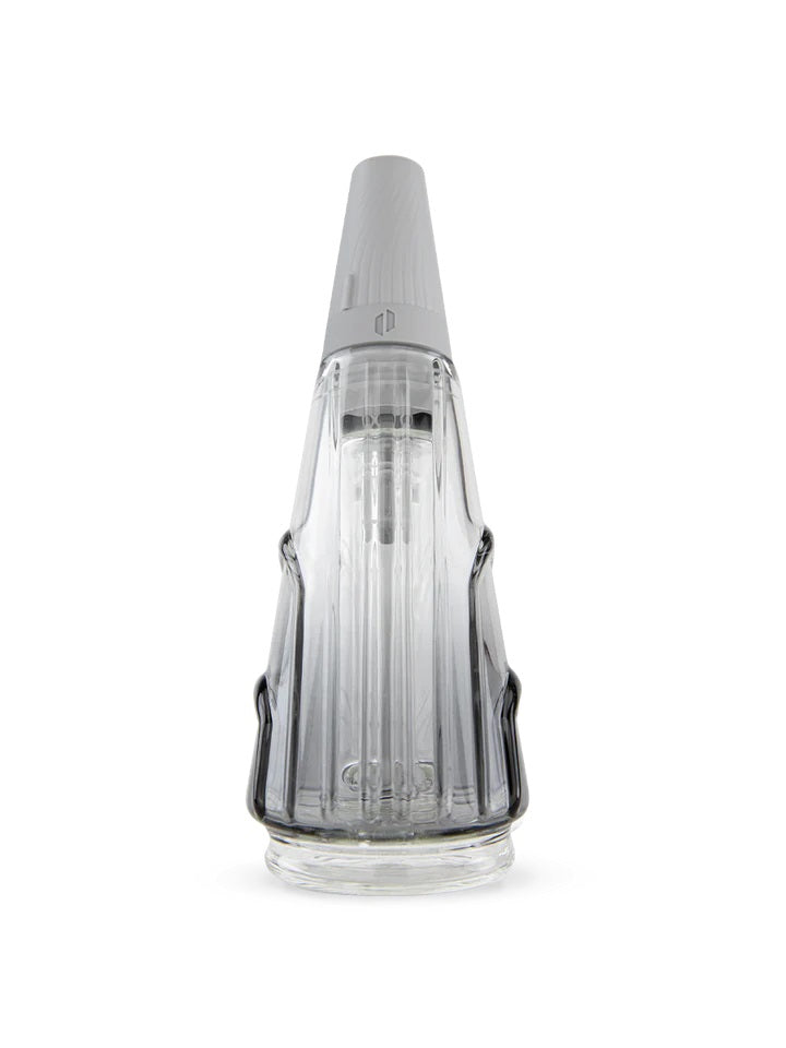 Grey Puffco Peak Pro Travel Glass with rugged grip design and spill-proof cap, ideal for travel.