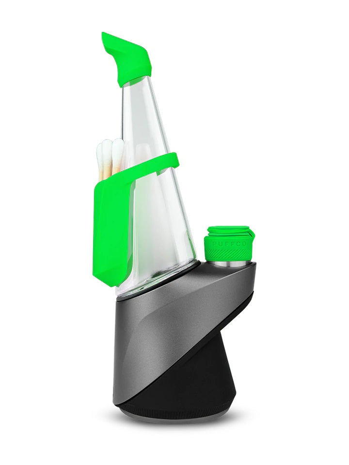 Puffco Peak Pro Travel Pack — Green colorway travel glass and pouch kit