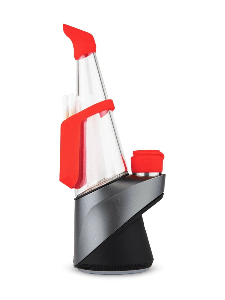Puffco Peak Pro Travel Pack — Solar Red colorway travel glass and pouch kit