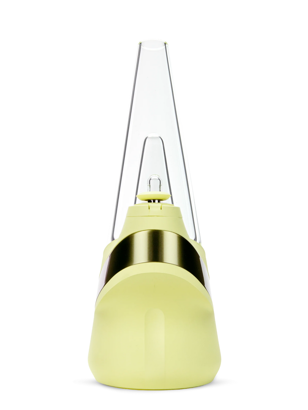 Puffco Peak Zest — smart e-rig front view with LED accent band and zest yellow silicone base