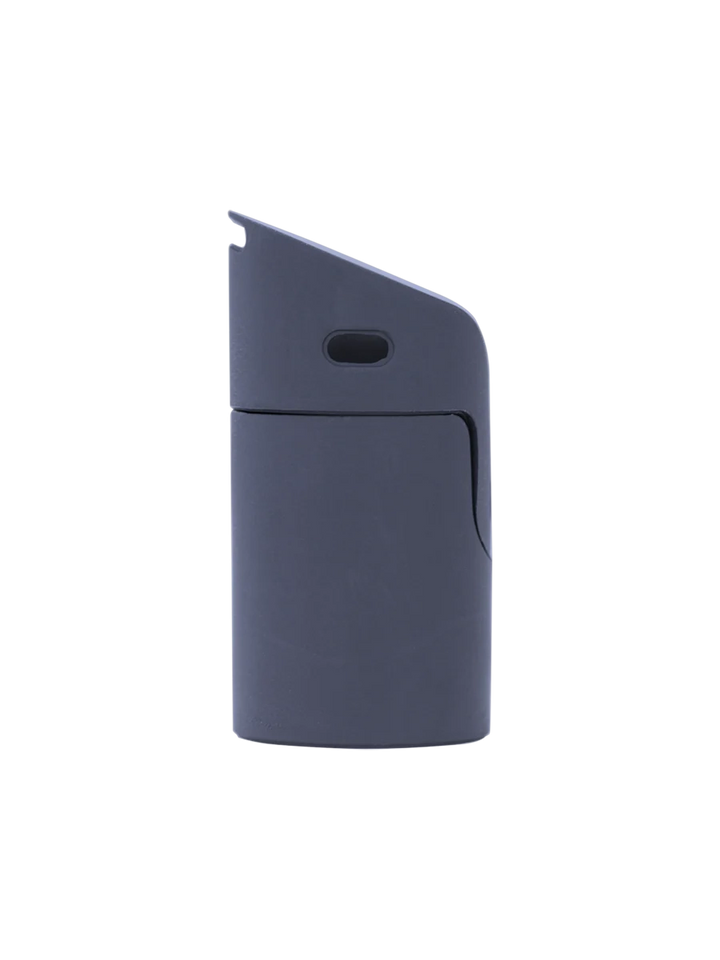 Side view of Puffco Pivot Mouthpiece in black, showcasing ergonomic silicone design for comfortable vaping