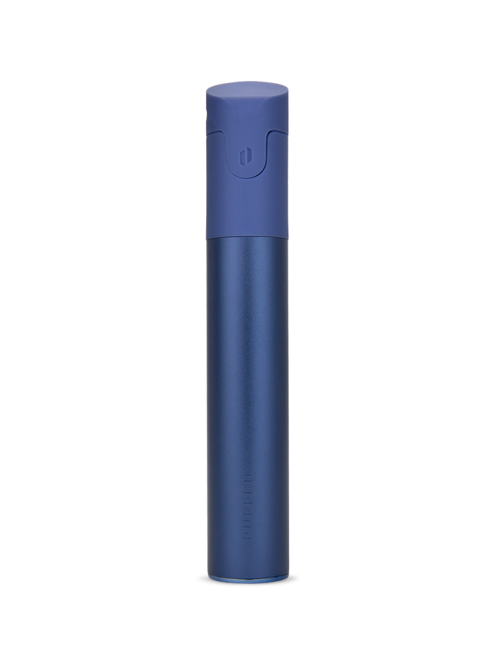 Puffco Pivot Sapphire — rear view of pocket dab vaporizer showing battery housing in deep sapphire blue finish