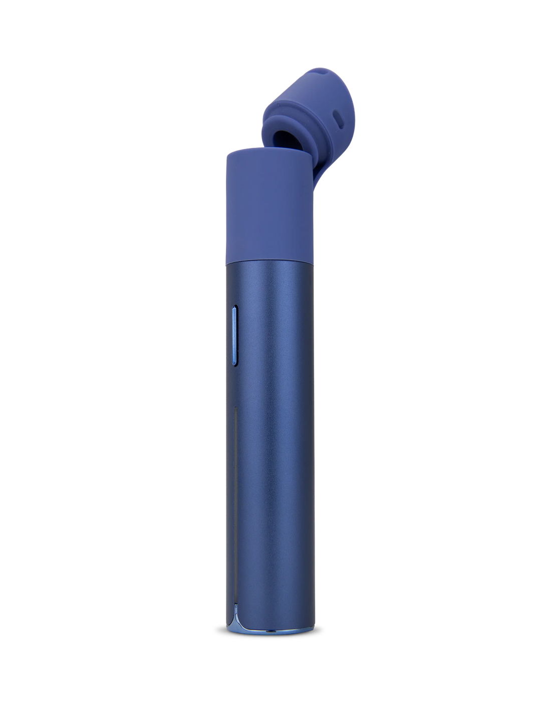 Puffco Pivot Sapphire — mouthpiece open revealing vapor pathway and chamber, sapphire blue colorway