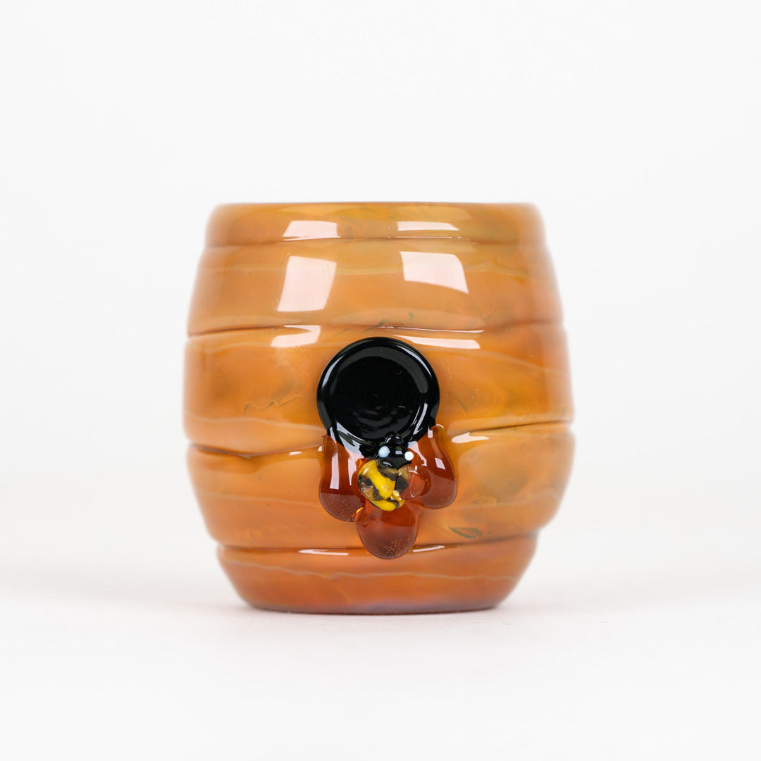 Empire Glassworks Save The Bees Puffco Proxy Core Attachment, beehive glass on its own, front view.