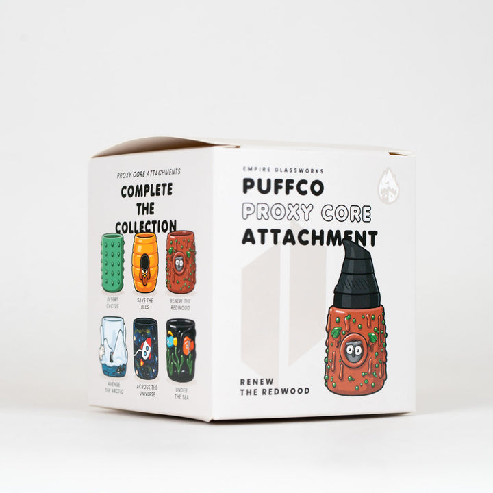 Empire Glassworks Renew The Redwood Puffco Proxy Core Attachment, retail box.