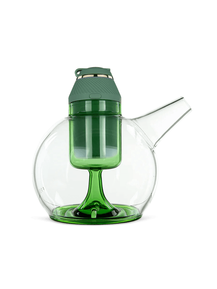 Sage Puffco Proxy Ripple glass attachment with a flourish green Puffco Proxy, featuring a stable 4 hole ripple base