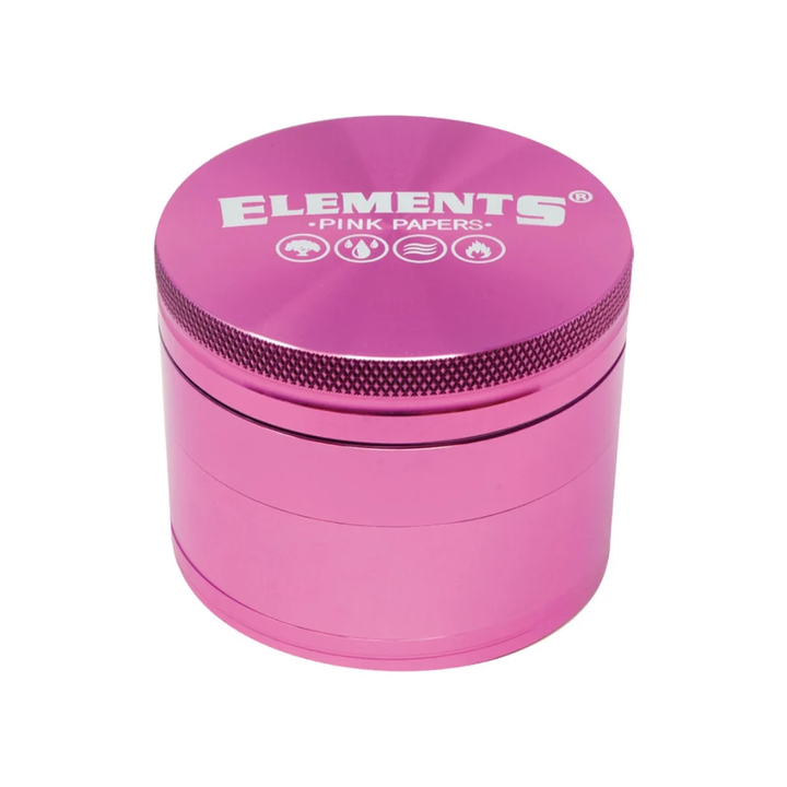 Elements anodized pink aluminum grinder top view