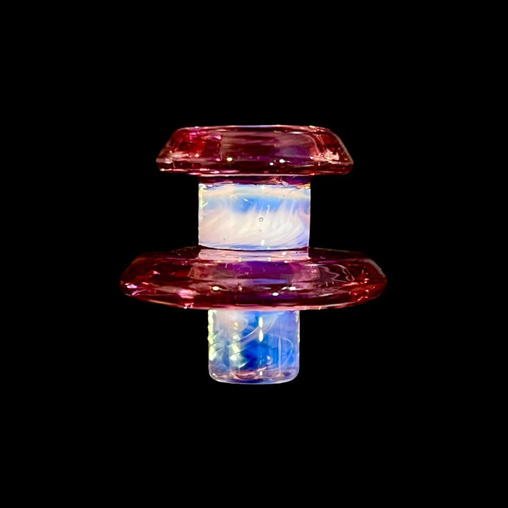 Two Tone UFO Tower Cap by Campfire Quartz – Dual Color Carb Cap for Tower Quartz Bangers pink opaline