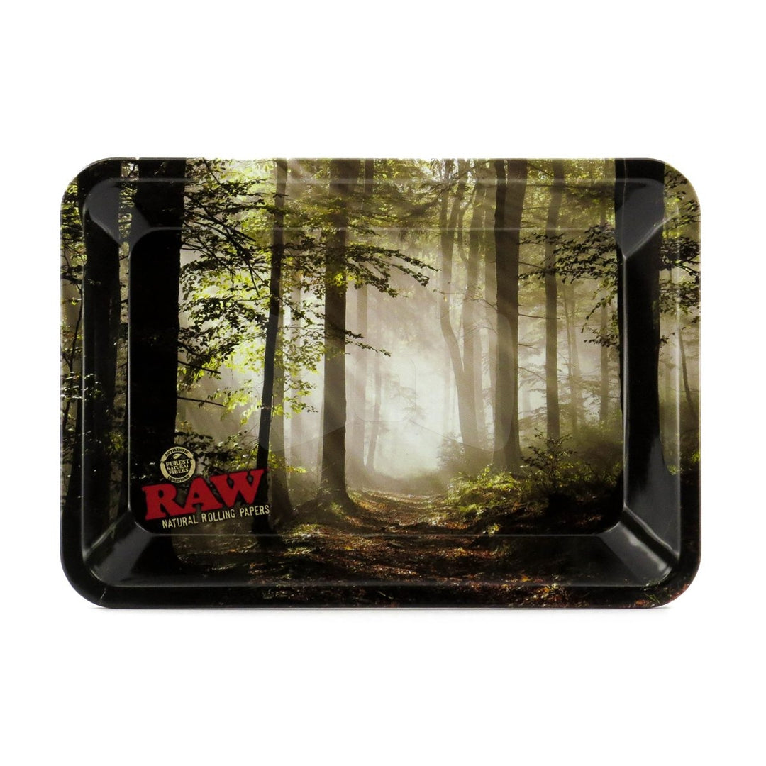 Close-up of RAW Mini Tray with Smokey Forest Design