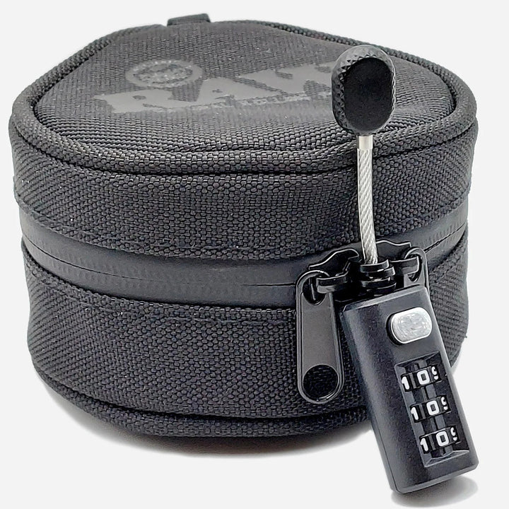 RAW Smell Proof Cozy with combination lock, designed for secure and discreet storage. Ideal for odor control and travel convenience.