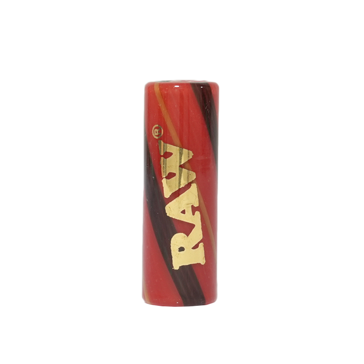 RAW Whirlwind Tips in 10mm — reusable borosilicate glass rolling tips (filter tips) for joints, RAW brand, shown with the 12-count box; a washable, reusable alternative to paper tips.