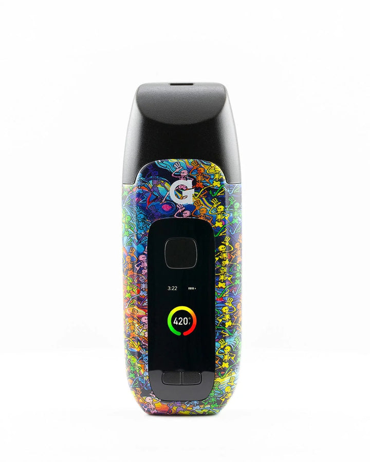 G Pen Dash+ Dry Herb Vaporizer – Grateful Dead edition with full-color tie-dye pattern and LED screen.