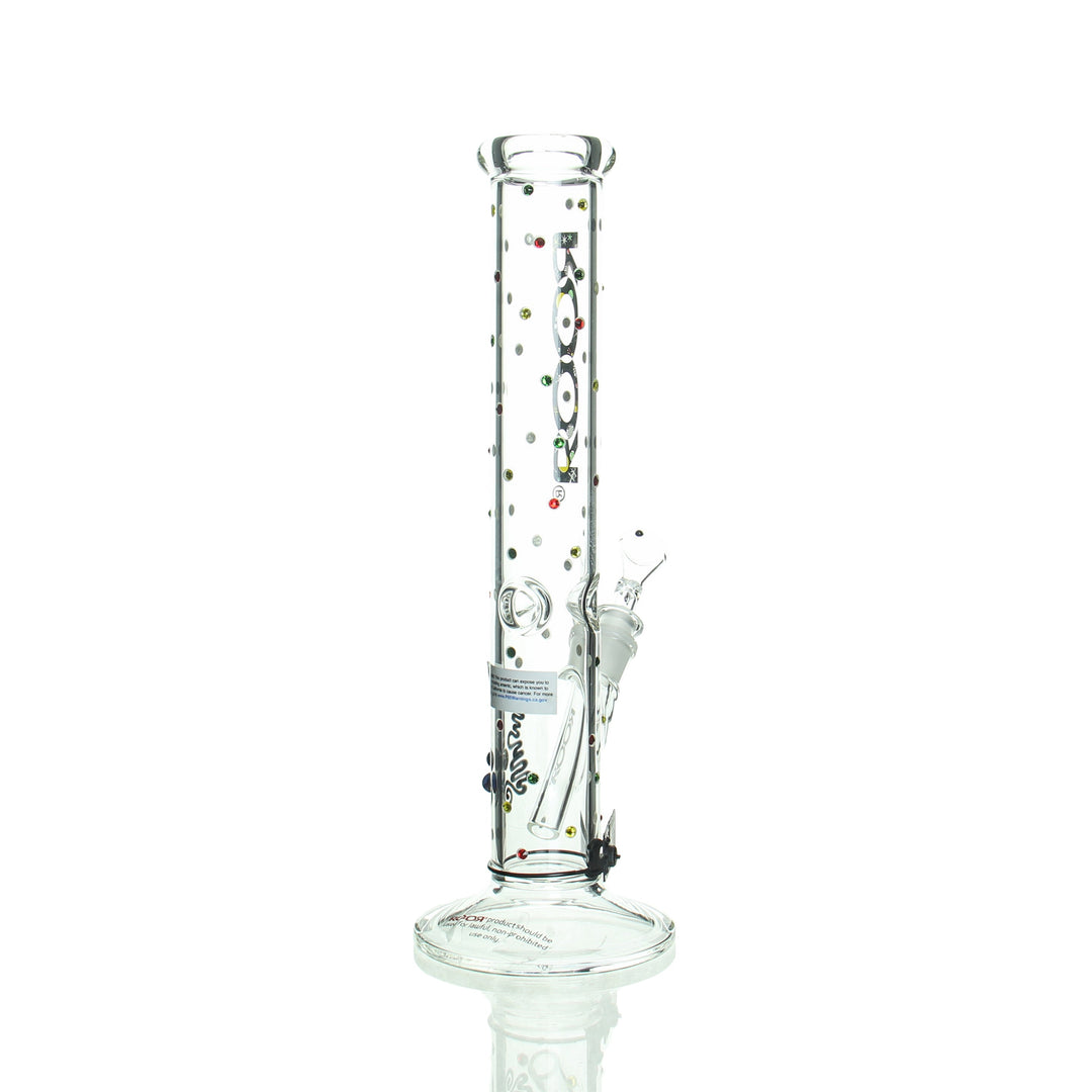RooR 14" Straight 50x5mm Galaxy with Swarovski Crystals — galaxy Swarovski straight bong shown from alternate angle