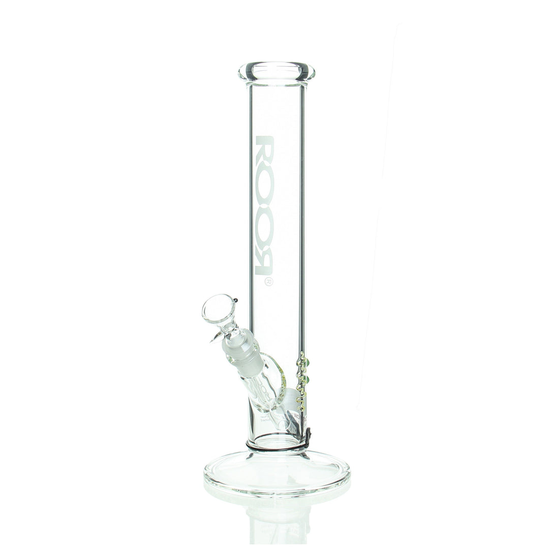 RooR 14" Straight Tube 50x5mm White — thick borosilicate straight bong with white accent label