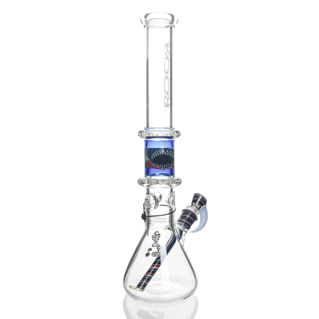 RooR x Chase Adams 18in Beaker White — beaker bong collab shown from alternate angle with white label