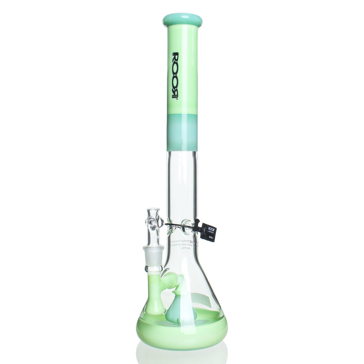 RooR Tech 18 inch Fixed Beaker Milky Green with Black Logo bong