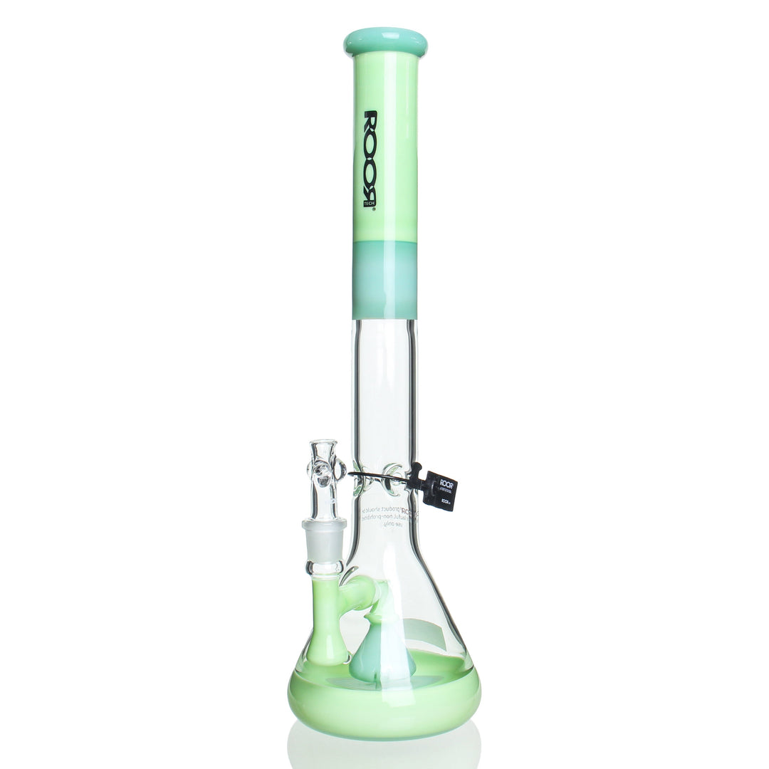 RooR Tech 18 inch Fixed Beaker Milky Green with Black Logo bong