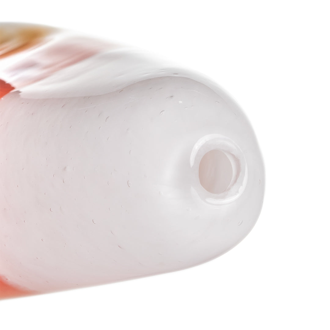 Bottom view of MJ Arsenal Candy Corn Pipe showing ergonomic Mouthpiece placement and handblown glass craftsmanship