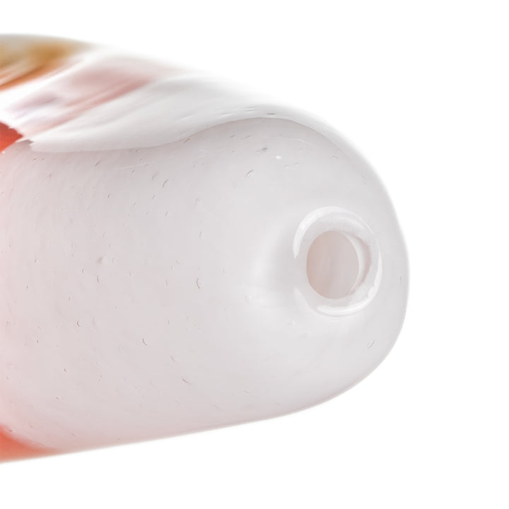 Bottom view of MJ Arsenal Candy Corn Pipe showing ergonomic Mouthpiece placement and handblown glass craftsmanship