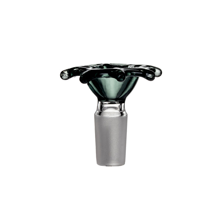 Close-up of MJ Arsenal Spiderweb Bowl etched web design in borosilicate glass