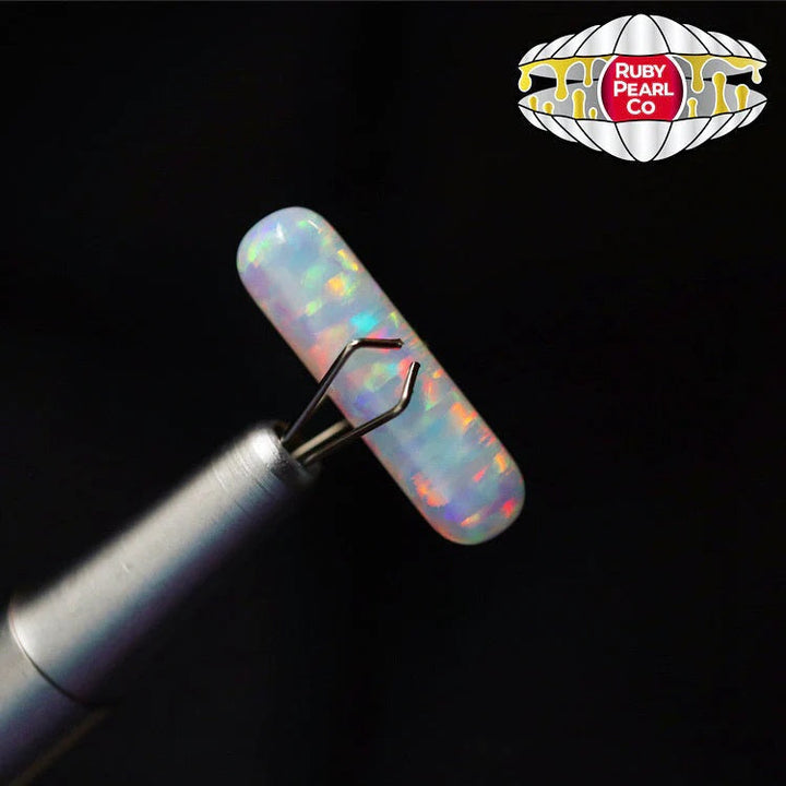 Ruby Pearl Co Opal Terp Slurper Pillar — for 25mm quartz bangers, Blue or White opal, hero shot