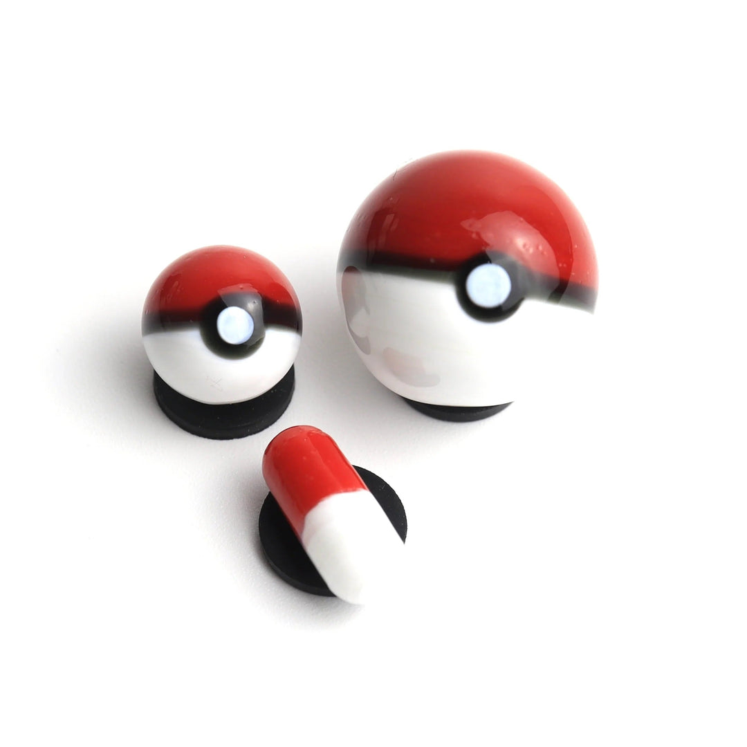 Ruby Pearl Co Pokeball Slurper Set — Pokeball-themed terp slurper marble and pearl set