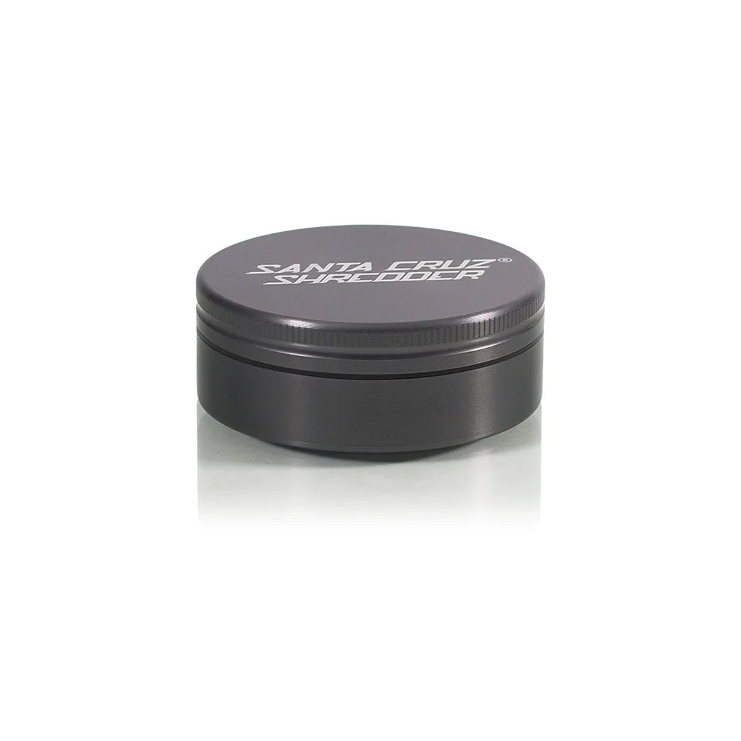 Gunmetal Grey Santa Cruz Shredder Large 2-Piece Grinder – smooth matte finish and etched logo top.