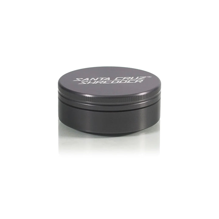 Gunmetal Grey Santa Cruz Shredder Large 2-Piece Grinder – smooth matte finish and etched logo top.