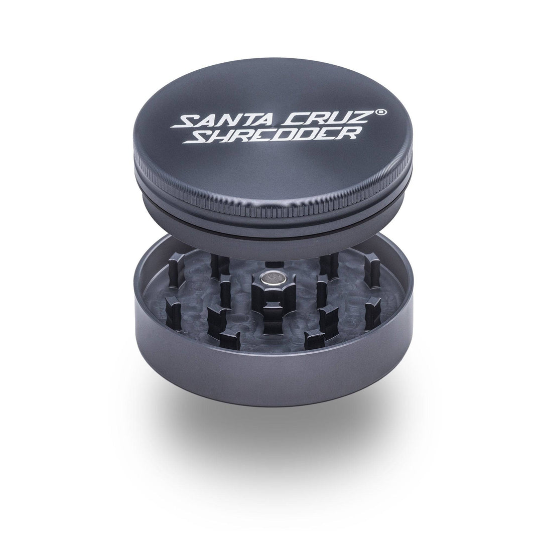 Grey Santa Cruz Shredder 2-Piece Large Grinder – durable aluminum design with precision-cut teeth.