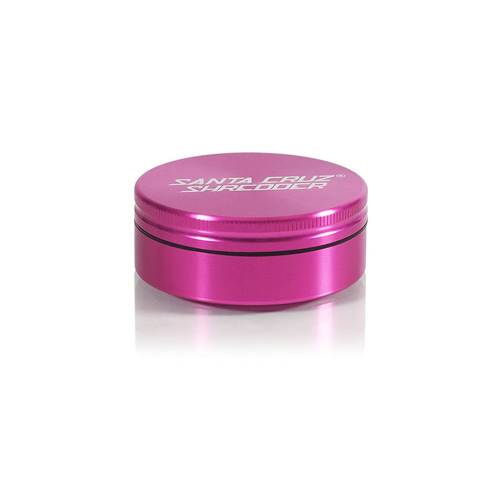 Santa Cruz Shredder Large 2-Piece Grinder in Pink – anodized aluminum with laser-etched logo.
