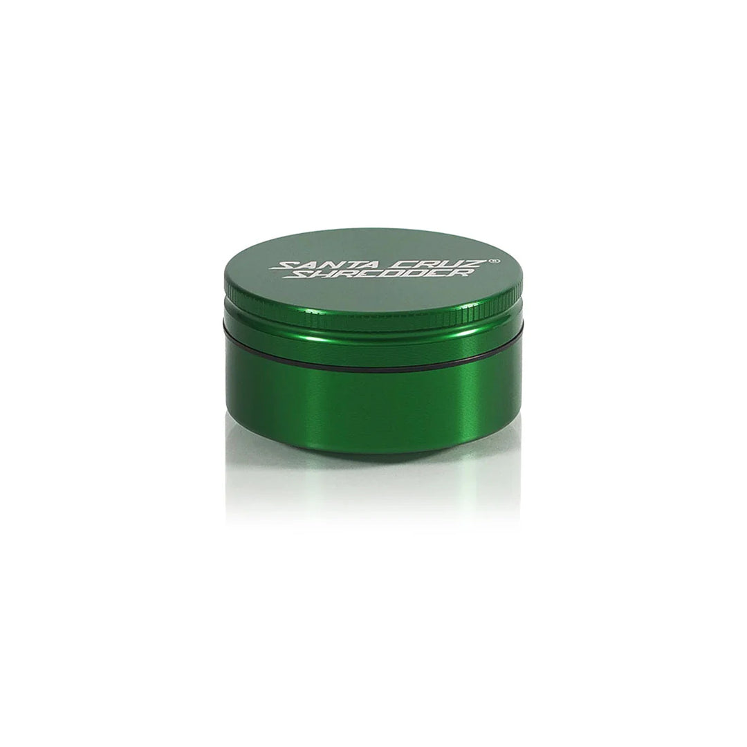 Santa Cruz Shredder Medium 2-Piece Grinder in Green – premium anodized finish and magnetic closure.