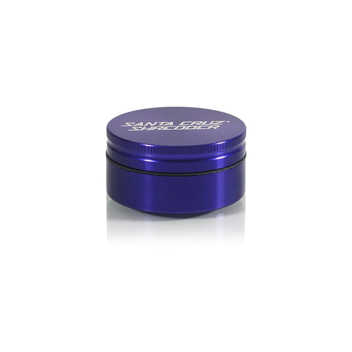Santa Cruz Shredder Medium 2-Piece Grinder in Purple – smooth twist design with magnetic seal and etched logo.